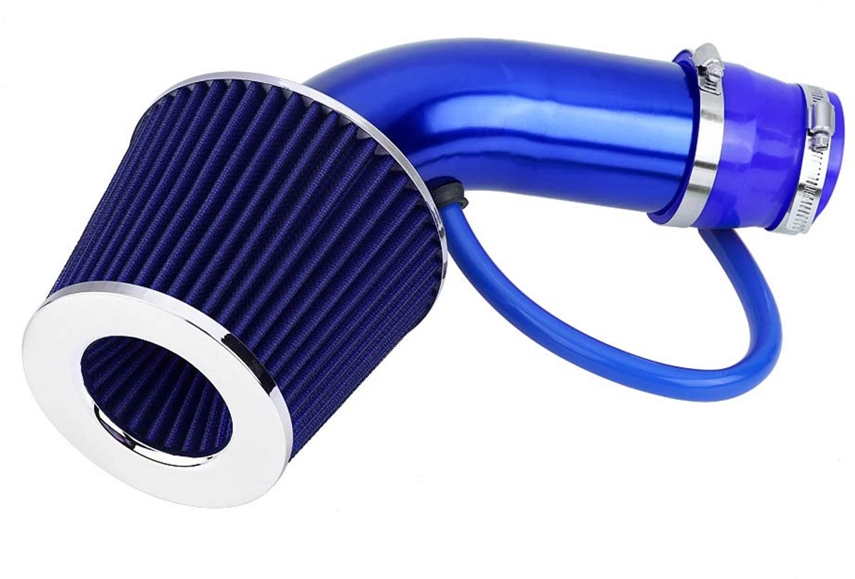 Auto-aanzuigfilter voor koude lucht, 76 mm, 3 inch koude-luchtaanzuigslang, universeel sportluchtfilter, aluminium inductieslangkit, blauw