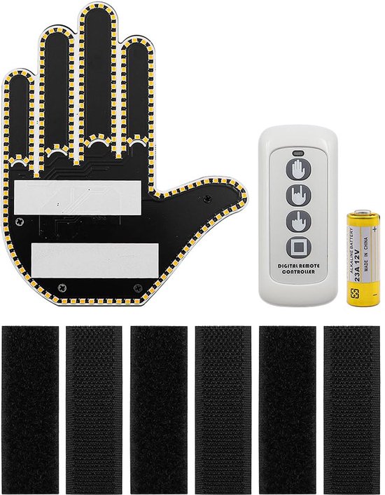 Auto Vinger Licht en Uitdrukkingsteken, Gebarenlamp Voor Achterruit, LED Handgebaar Expressie Lichten, 2 in 1