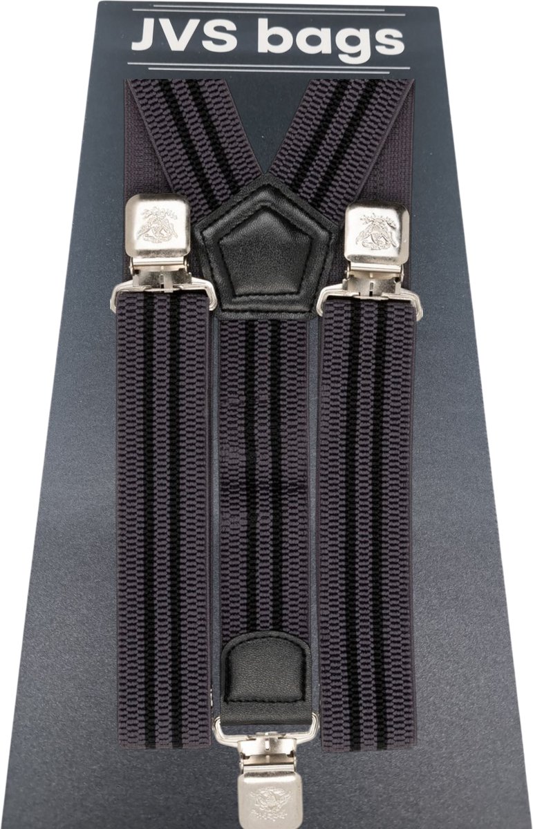 bretels heren - Bretels - bretels heren volwassenen - bretellen voor mannen - bretels heren met brede 3 clips -Zwart - grijs