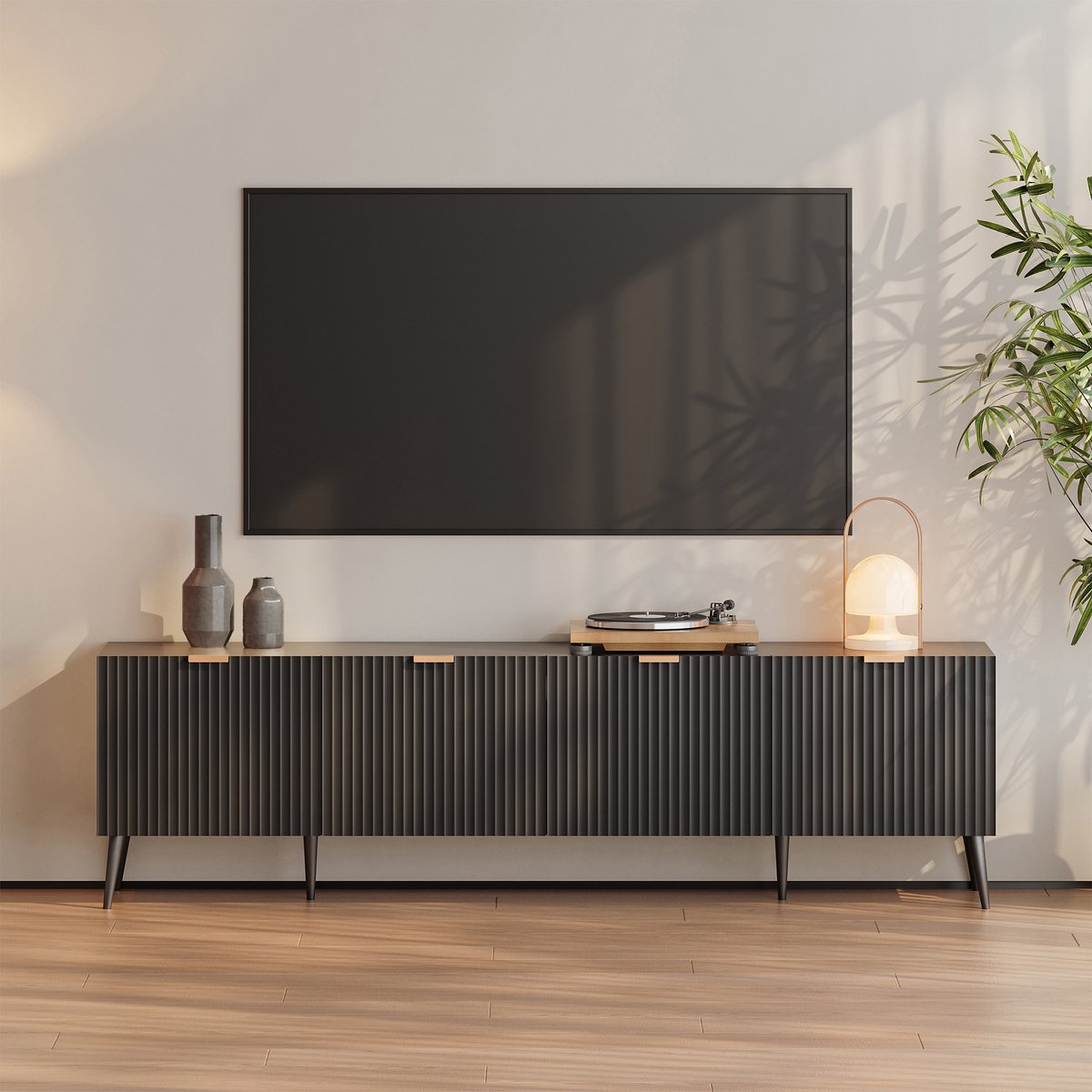 en.casa Tv-meubel Nand 180x35x51 cm zwart [en.casa]