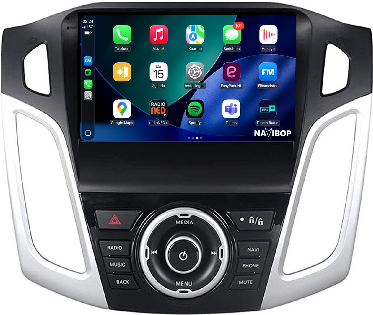 Geschikt voor Ford Focus | 9" Android 14.0 Autoradio | Apple CarPlay & Android Auto | 2GB RAM & 32GB opslag | Draadloze verbinding | HD Touchscreen | FM, AM, DAB+ Radio | Bluetooth handsfree bellen | 2011, 2012, 2013, 2014, 2015