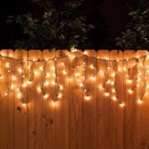 Led Lichtketting op Zonne-Energie voor Buiten, 8 M 264 LEDs IJspegel Lichtslinger, Waterdicht Lichtgordijn met 8 Lichtmodi, Afstandsbediening, Led Lichtslinger voor Kerstmis Bruiloft Balkon