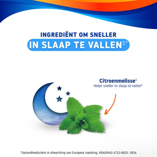 Citroenmelisse blaadjes, maansikkel en sterren. "Helpt om sneller in slaap te vallen".
