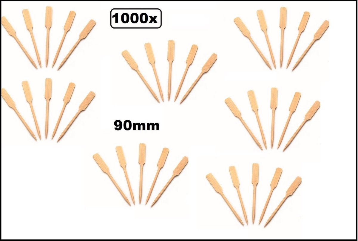 1000x Luxe cocktailprikker Bamboe 9cm naturel - prikkers kaasblokje hout cocktail borrel tapas snack prikker