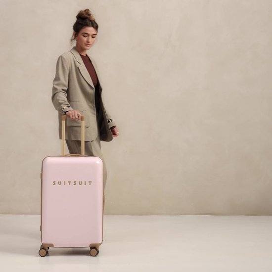 SUITSUIT Reiskoffer 66x43x24 - Reiskoffer met wielen - Lichtgewicht koffer - Veilig TSA cijferslot - 59L koffer inhoud - Fusion Reiskoffers Rose Pearl - Roze