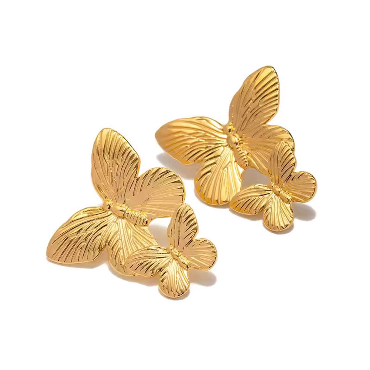 LOUIZ Vlinder Oorbellen - Statement oorbellen - vlinder oorbellen goud - Stainless steel - vlinder oorbellen dames
