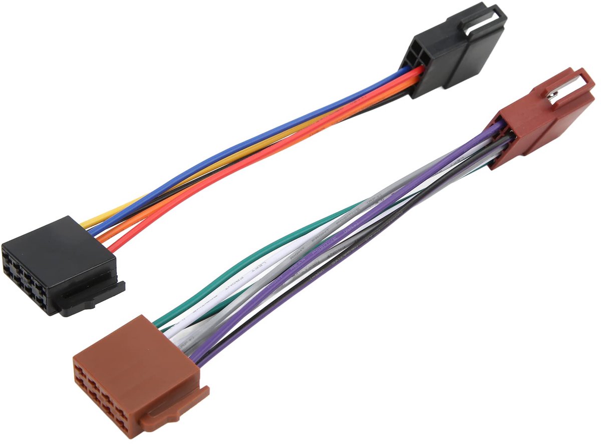Car Radio Harness Adapter, ISO Radio Wire Connector Wiring Harness Adapter Plug Male to Female 16 Pin ISO Female Radio