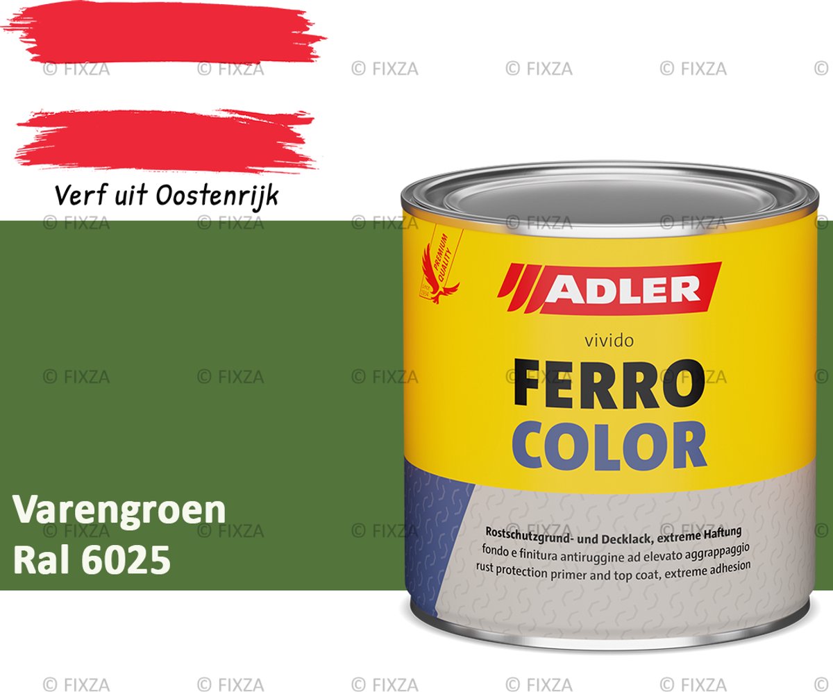 ADLER Ferrocolor 3in1 roestwerende verf – 0,75 Liter – Varengroen – Grondverf en aflak in één – Voor binnen & buiten – Voor ijzer, staal, zink & aluminium – Milieuvriendelijk – Zonder primer