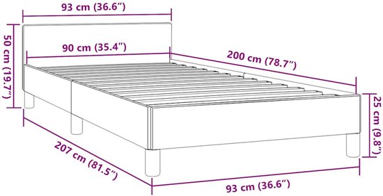 vidaXL Cadre de lit avec tête de lit Tissu Gris clair 90x200 cm