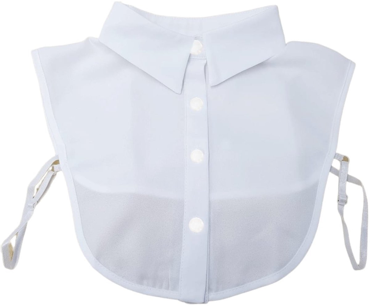 Losse dames Kraag wit met wit bloem knoop- Blouse kraag -Decoratieve kraagje - Verstelbaar Nep Blouse- one size