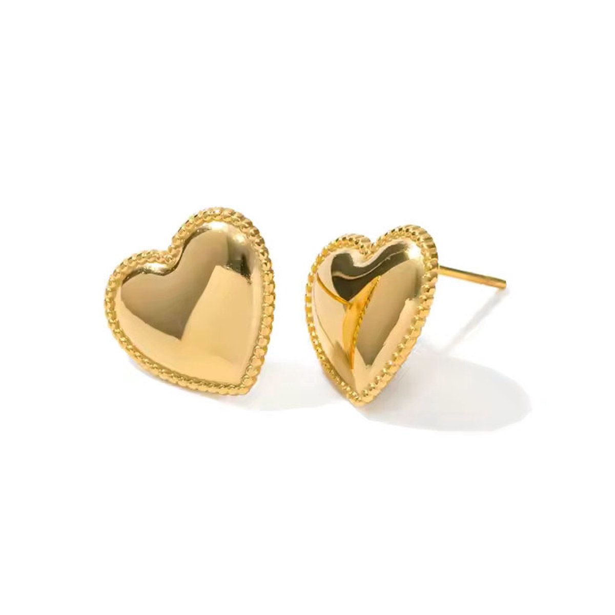 LOUIZ Hartjes oorbellen knopjes - Goudkleurig Stainless Steel - hartjes oorbellen goud - Oorbellen dames - Hypoallergeen en waterproof