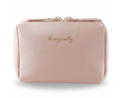 Ainy Chique Make Up Tasje roze - compacte organizer 18x13x7cm voor cosmetica en skincare - waterbestendig met verguld ritssluiting - toilettas dames voor make-up kwasten & sieraden | Beautycase voor tafel bureau of onderweg | cadeau voor vrouwen
