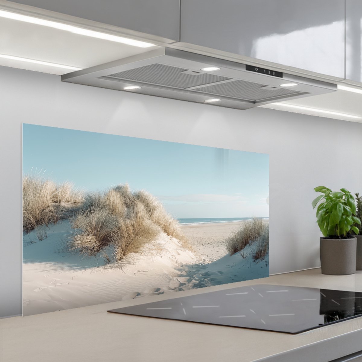 KitchenYeah Spatscherm 100x50 cm Zelfklevende achterwand Duinen Planten Zomer Natuur Keuken muurbeschermer Spatwand fornuis