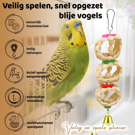 Papegaaienspeelgoed Rainbow XL - 55 cm - Alleen voor vogels