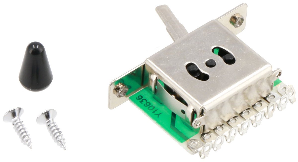 5-weg elementschakelaar voor elektrische gitaar zwart Fazley 10665