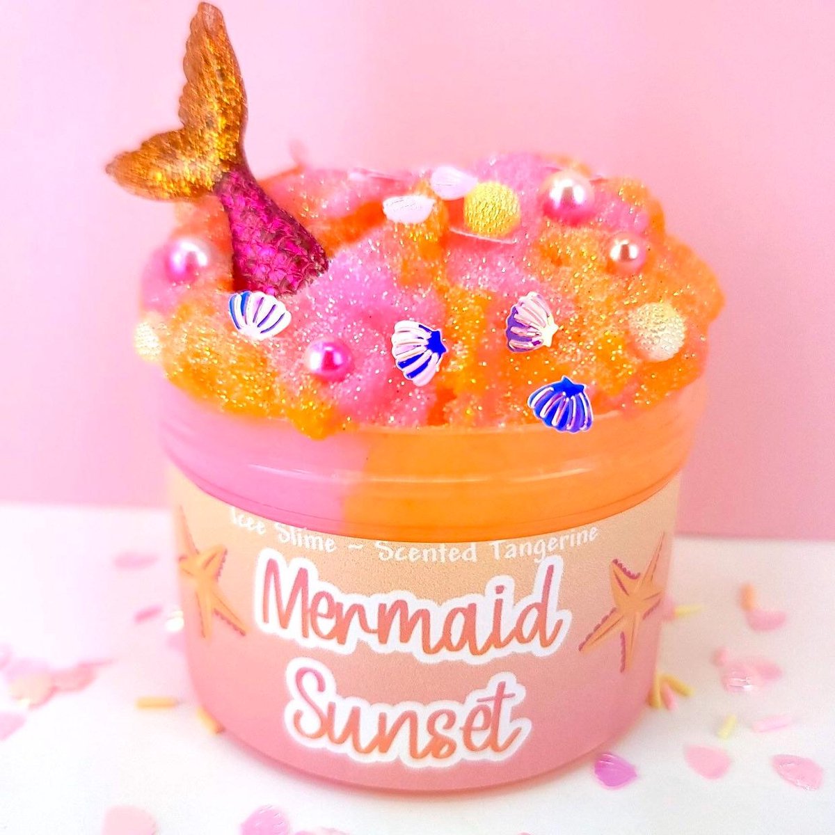 Mermaid sunset Butter Slime Charms Stress Relief Toy Slime,Non-Sticky DIY Scented Funny Slime Party Supplies for Girls and Boys
