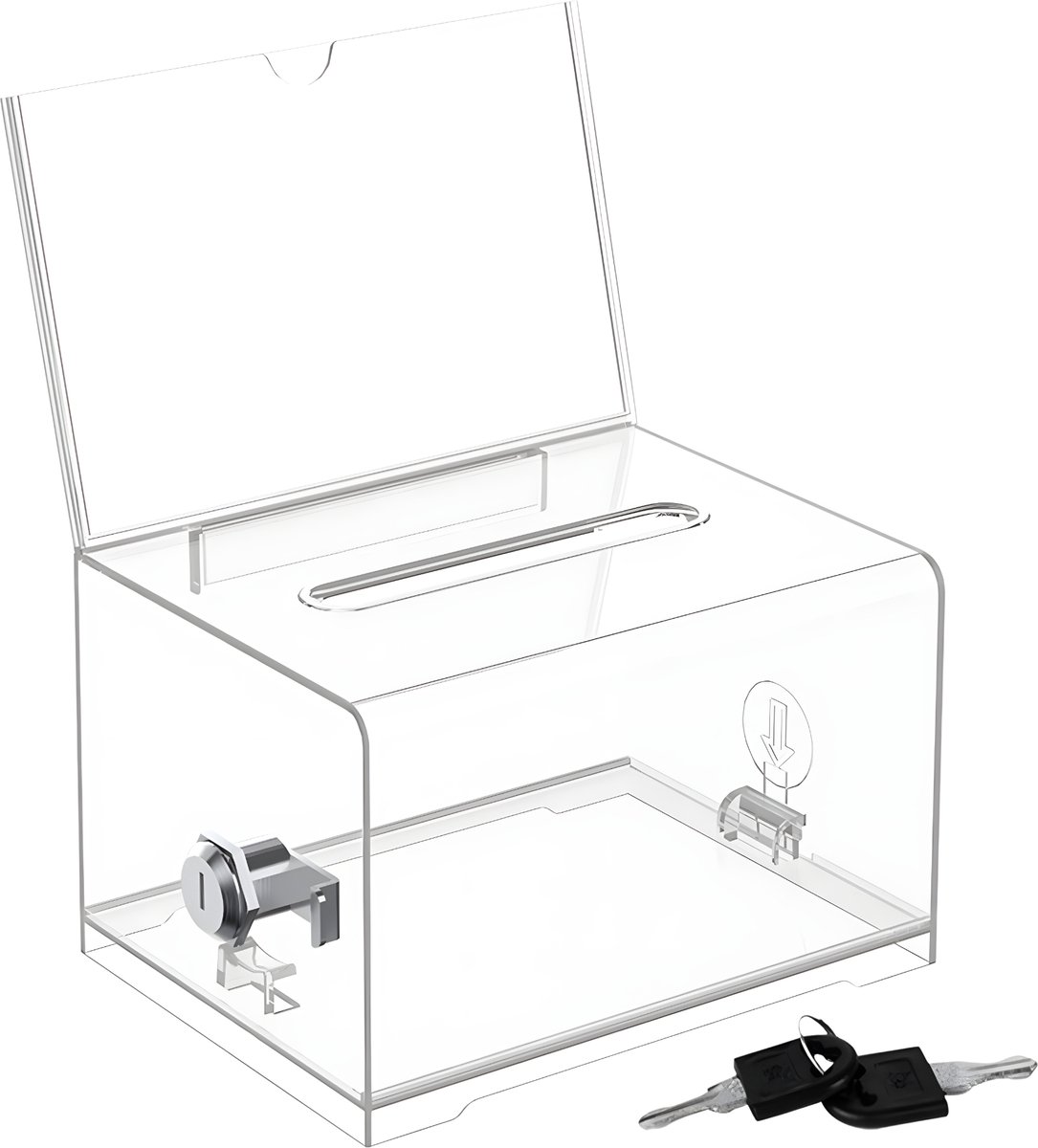 Somstyle Donatiebox - Inzamelbox met Sleutelslot - Fooienpot - Ideeënbus - Stembus - Transparant
