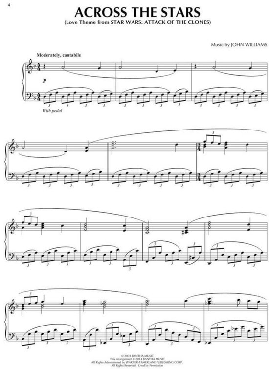 Muziekblad 'Across the Stars', Love Theme uit Star Wars.