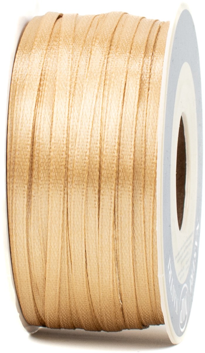 Satijn lint - Cadeaulint - Cadeaulint goud - Inpaklint - 3mm breed - Rol van 100 meter lang - Smal decoratief lint
