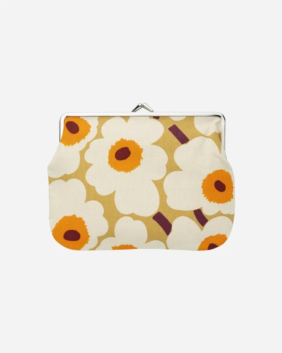 Marimekko Mini Unikko Puolikas Kukkaro portemonnee beige / oranje