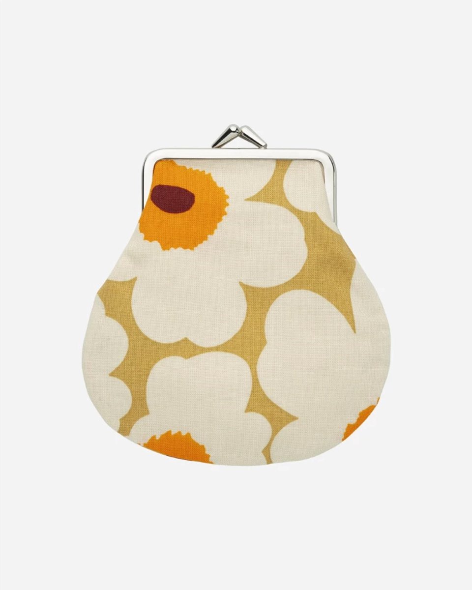Marimekko Mini Unikko Pieni Kukkaro portemonnee beige / oranje