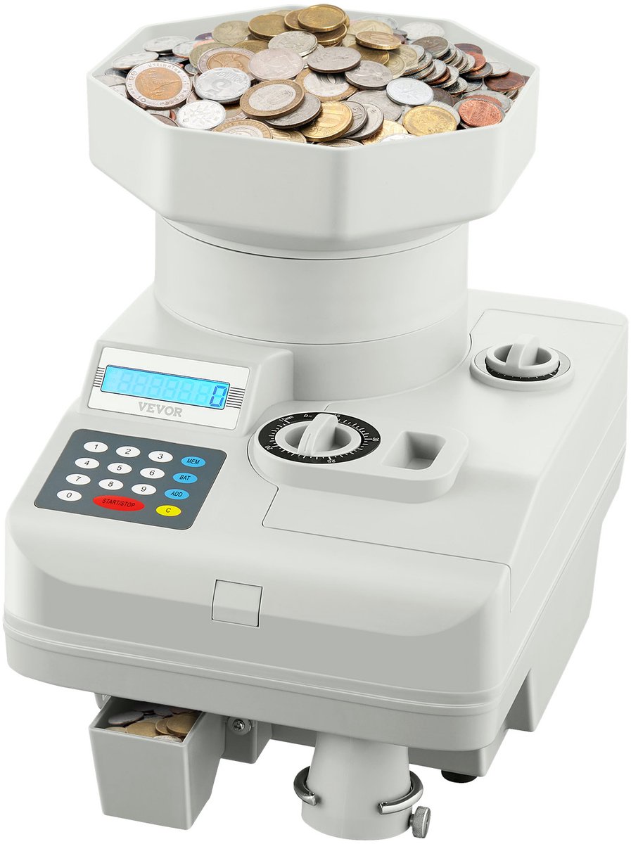 VEVOR Geldtelmachine Muntenteller Muntentelmachine tot 11000 Munten