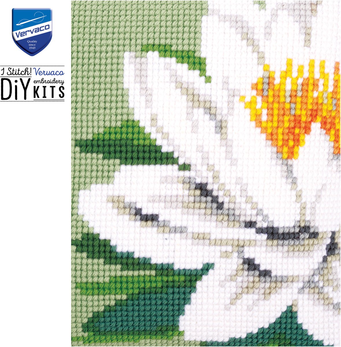 Vervaco - Kruissteekkussen kit - Witte lotusbloem - PN-0156009 - Borduren - Borduurpakket - Borduurpakket volwassenen - Borduurpakket kind — afbeelding 4