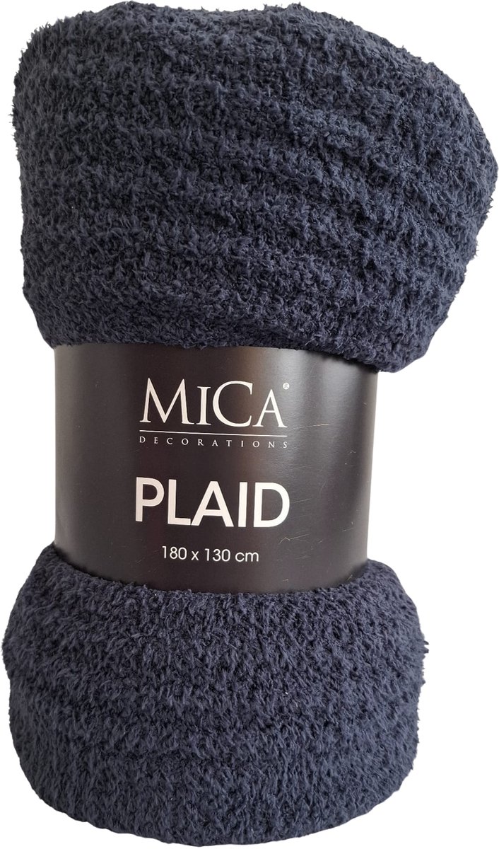 Mica Charlene Fleece Plaid 180x130 cm – Zacht Woondeken – Donkerblauw