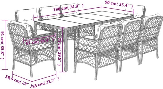 vidaXL-9-delige-Tuinset-met-kussens-poly-rattan-grijs