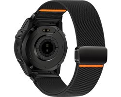 Stravo Nylon Bandje met Magneet voor Garmin Fenix 5s - Plus & Sapphire - Fenix 6s - Pro & Sapphire - Garmin Fenix 7s / Fenix 8 - 43mm - Quickfit 20 / 20mm band voor Garmin smartwatches - Stevig & Verstelbaar Horlogebandje - Zwart
