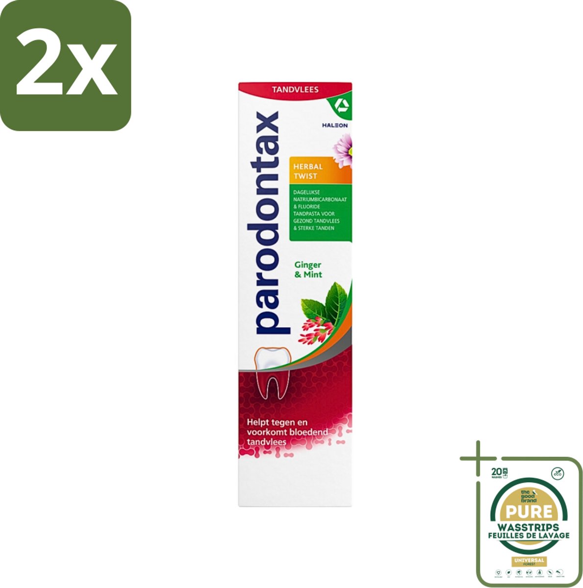 Parodontax - Tandpasta - Herbal Twist - Ginger & Mint - 75 ml - Voordeelverpakking - 2 stuks - Tandplak - Gember