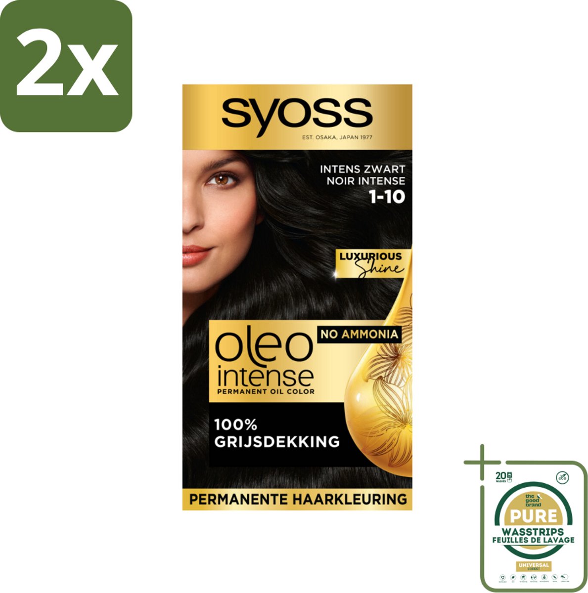 Syoss Oleo Intense - Haarverf - 1-10 - Intens Zwart - 115ml x 2