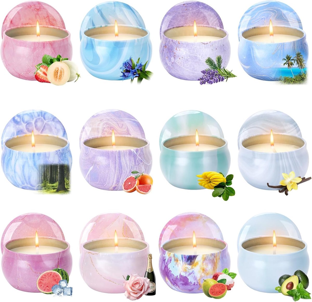 IMPERATORIS® Kaarsenset - Geurkaarsen - Geur Set - Decoratieve Kaarsen - Geurloos - Cadeauset - Aromatherapy - 12 Stuks