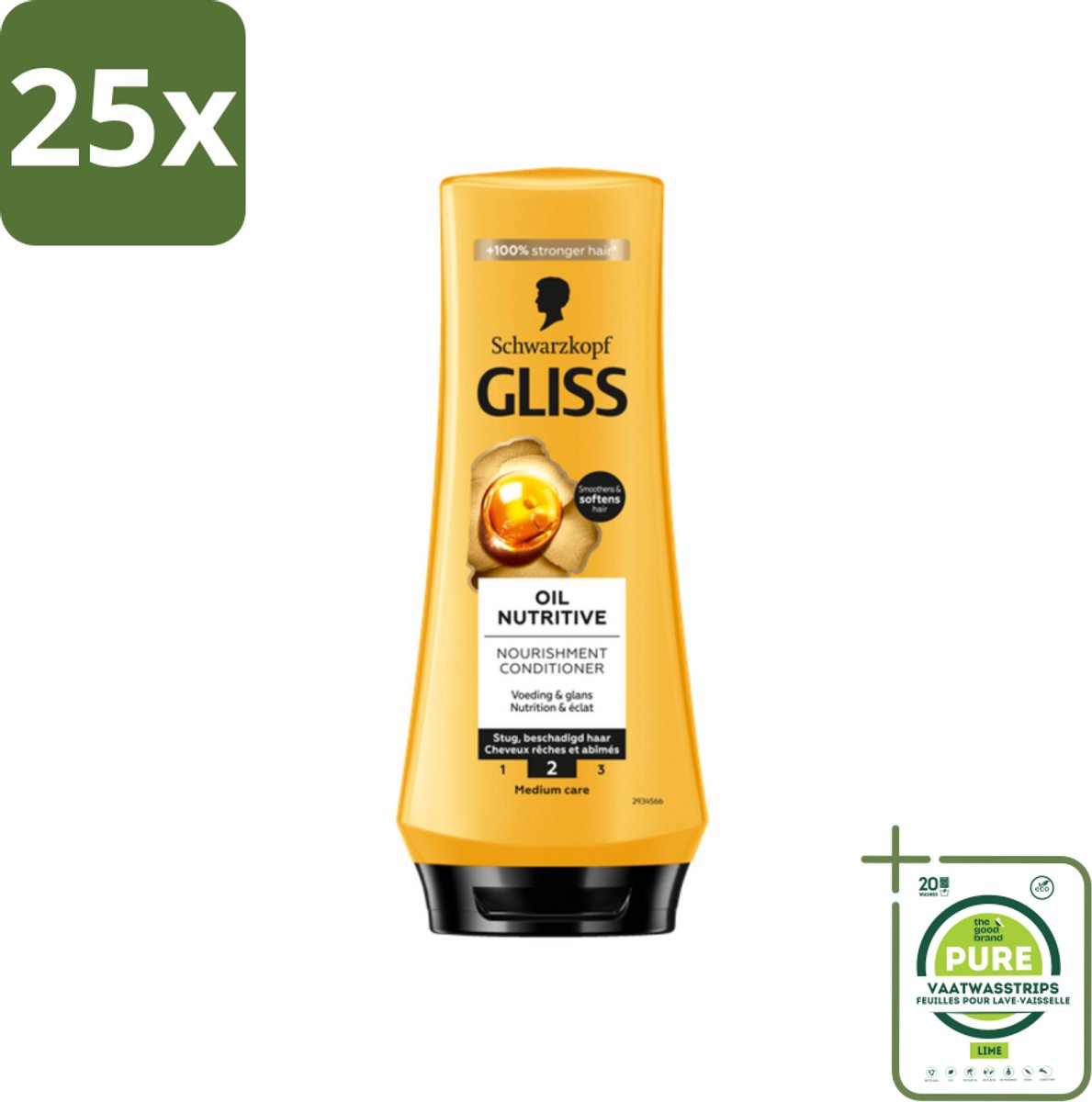 25 x Gliss - Hair Repair - Conditioner Oil Nutritive voor Intensieve Voeding - 200 ml - Grootverpakking - Haar Conditioner - Voedende Conditioner - Droog Haar - Beschadigd Haar - Gliss Conditioner