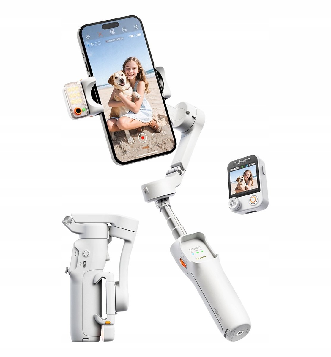 Hohem iSteady V3 Ultra Gimbal Wit met AI, LED-lamp en afstandsbediening
