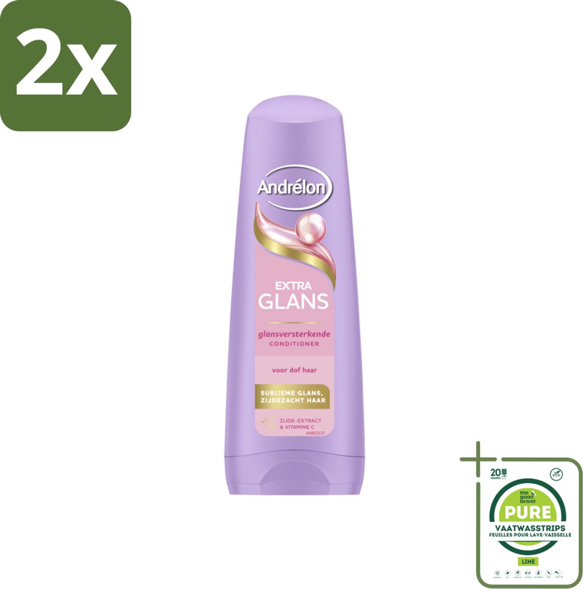 Andrélon – Conditioner – Extra Glans – 200 ml - Voordeelverpakking - 2 stuks - Glans - Haar verzorging