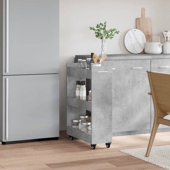 vidaXL Armoire - Armoires - Armoire latérale - Armoire latérale - Armoire à roulettes 60x22x79 bois traité gris béton