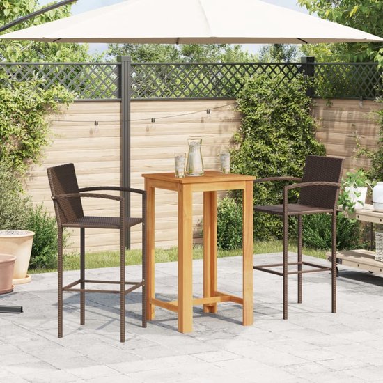 vidaXL-3-delige-Tuinbarset-massief-acaciahout-en-poly-rattan-bruin