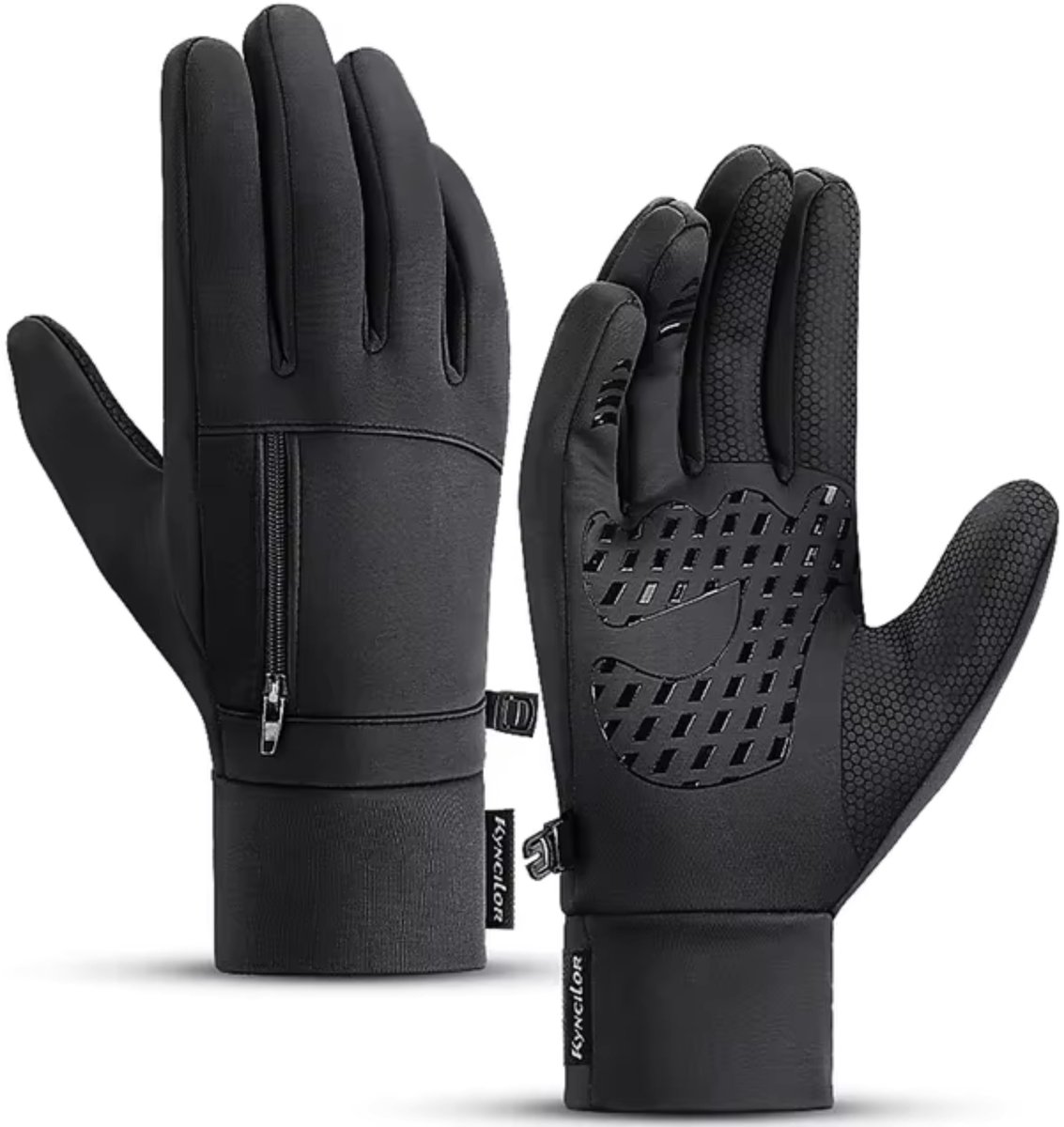 MoodLux Touchscreen Winter Handschoenen - Met Ritsvak - Winddicht en Waterafstotend - Antislip - Velvet warmtevoering - Dames & Heren - Perfecte Pasvorm - Zwart - Maat XS/S