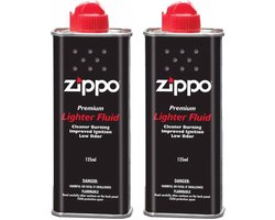 Zippo Aansteker Vloeistof – 2 x 125 ml (Origineel) + 1x Zippo Vuursteentjes (6st.) & 1x Lont