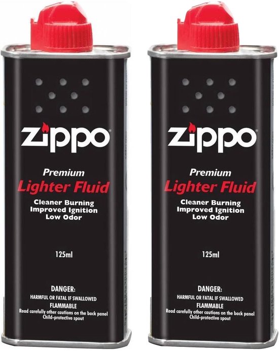Liquide pour briquet Zippo – 2 x 125 ml (Original) + Pierres à briquet et mèche Zippo offertes