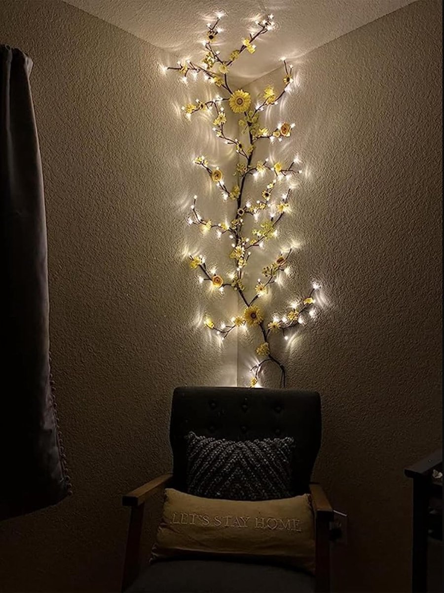 Wilgenkransverlichting - Met afstandsbediening/dimfunctie - 1,8 meter - Decoratieve krans - Kunstmatige takken - Bevat 96 LED's - Sfeervolle slingerverlichting - Stekker - Geschikt voor wand- en slaapkamerdecoratie - 1 stuk — cadeau in Wonen & Interieur - foto 4