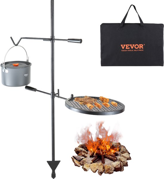 LOSMANN Draagbare campinggrill, afneembare mini-verchroomde roestvrijstalen houtskoolgrill voor picknick, camping, barbecue, trekking, reizen, achtertuin, outdoor, eenvoudige montage