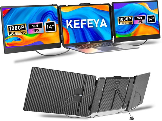 15,6 inch 1080P FHD draagbare laptopmonitorverlenger, draagbare laptopschermverlenger, drievoudig scherm met USB-C & HDMI, 360° draaibaar, verstelbare kijkhoeken, compatibel met Mac/Windows 15,6 inch 1080P FHD draagbare laptopmonitorverlenger, draagbare laptopschermverlenger, drievoudig scherm met USB-C & HDMI, 360° draaibaar, verstelbare kijkhoeken, compatibel met Mac/Windows