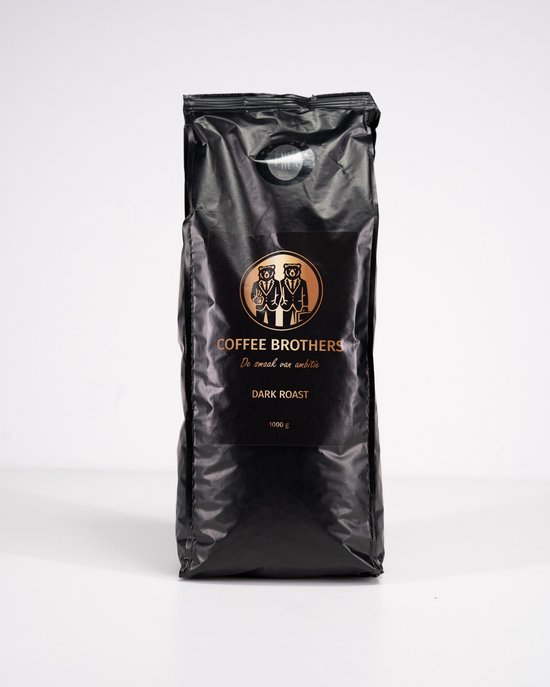 Zwarte zak Coffee Brothers Dark Roast koffiebonen, 1000g.
