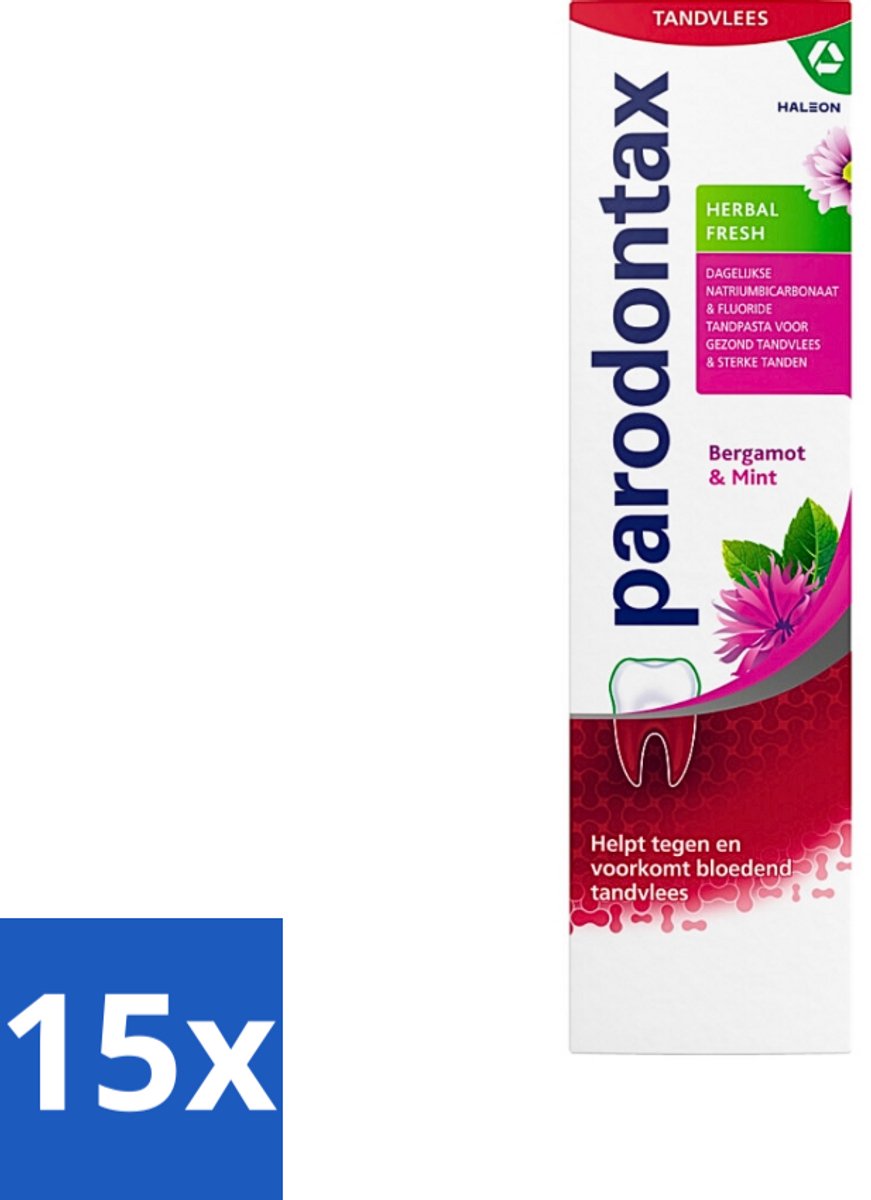 Parodontax - Tandpasta - Herbal Fresh - Bergamot & Mint - 75 ml - Bulkverpakking - 15 stuks