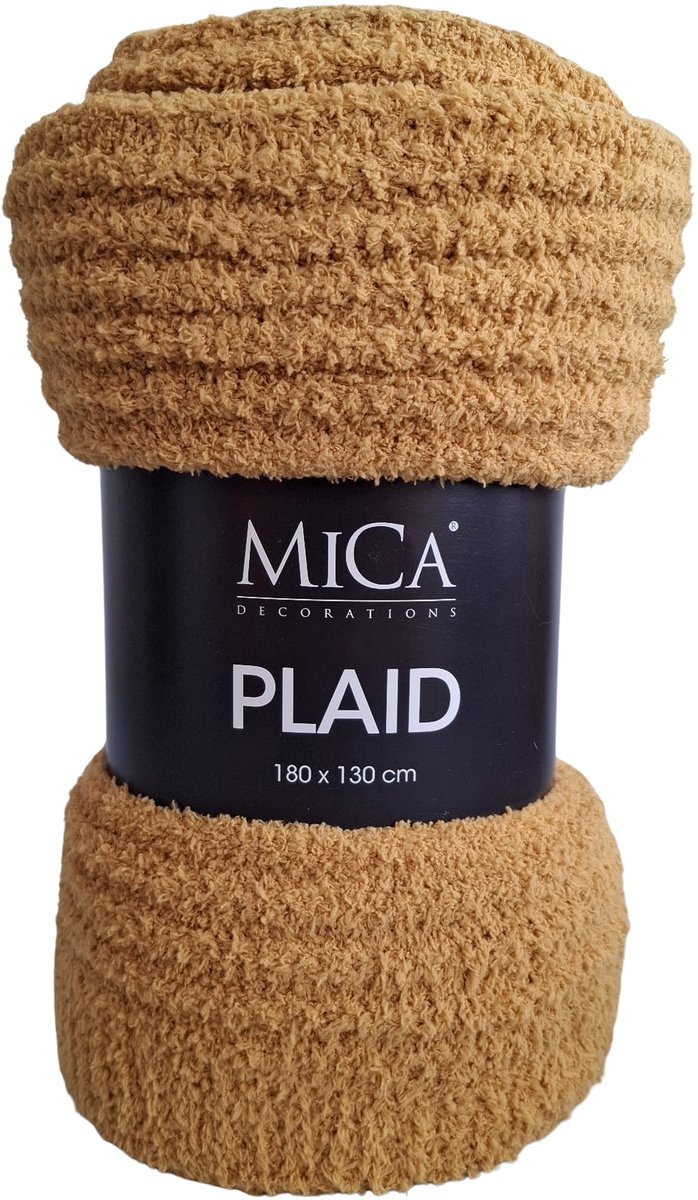 Mica Charlene Fleece Plaid 180x130 cm – Zacht Woondeken – Geel