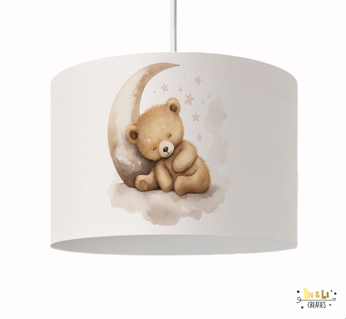 Hanglamp Beer op maan- kinderkamer decoratie-verlichting-30 cm diameter-Beer-Maan-incl pendel