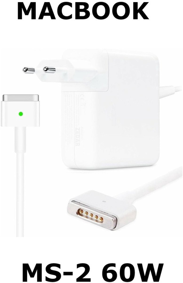 Eisenz - 60W Adapter - MS-2 - Magnetische Oplader - Compatibel met MagSafe 2 - Geschikt voor MacBook Air & Pro - Wit - EZ2415
