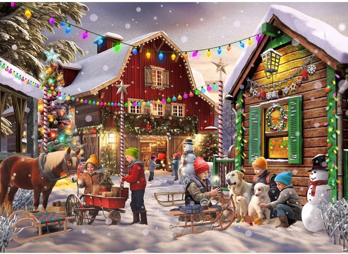 Legpuzzel 1000 Stukjes Kerst Hoek - Puzzel voor Volwassenen en Gezinnen met Willekeurig Gevormde Stukken